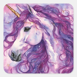 Adesivo Quadrado Unicorn Purple Mane