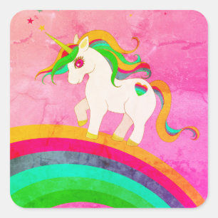 Adesivo Quadrado Unicorn Rainbow Nature