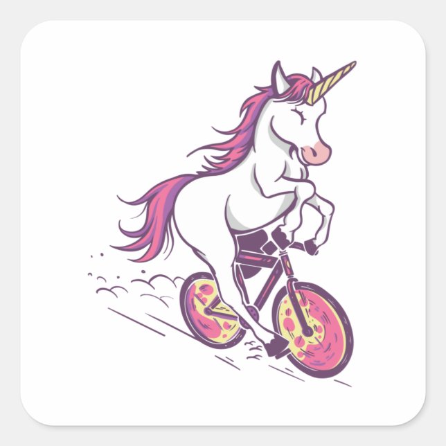 ADESIVO QUADRADO UNICORN RIDING BIKE (Frente)
