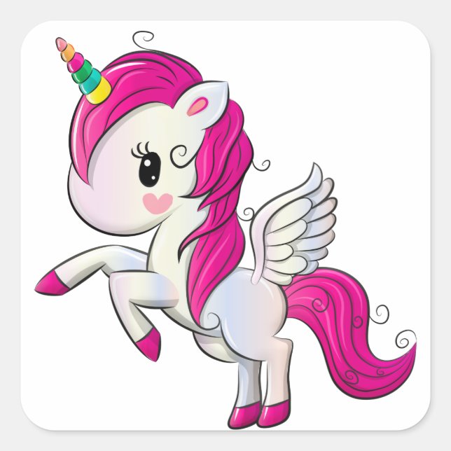 Adesivo Quadrado Unicorn Stickers - Favoritos para festas (Frente)