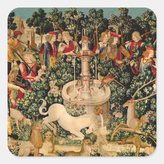 Adesivo Quadrado Unicorn Tapestries Encontrou Legenda Mítica (Frente)