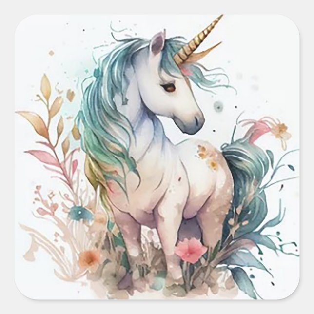 Adesivo Quadrado Unicórnio (Frente)