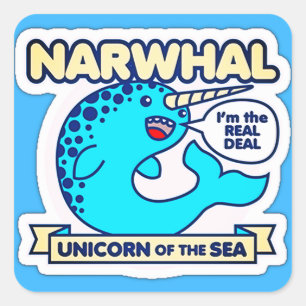 Adesivo Quadrado Unicórnio de Narwhal do mar