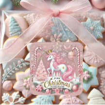 Unicórnio do País das Maravilhas do Natal Rosa