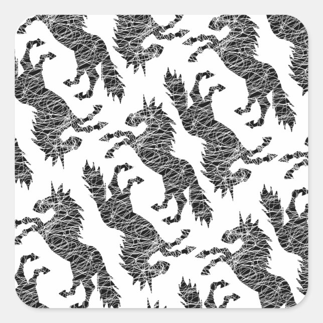 Adesivo Quadrado Unicórnio Linhas Brancas (Frente)