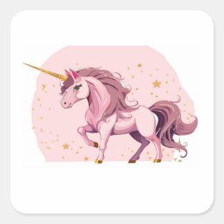 Adesivo Quadrado unicórnio rosa