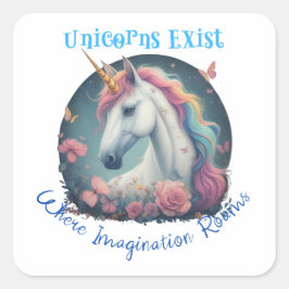 Adesivo Quadrado Unicorns Exist Sticker