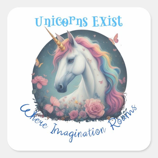 Adesivo Quadrado Unicorns Exist Sticker (Frente)