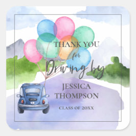 Adesivo Quadrado Unidade De Aquarela Cuta Por Classe De Graduação 2