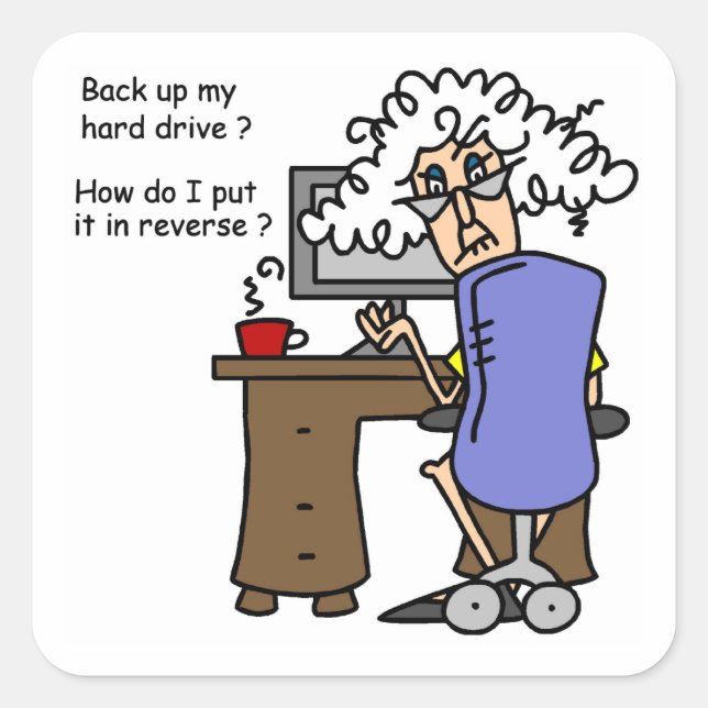 Adesivo Quadrado Unidade de duro para trás com Humor (Frente)