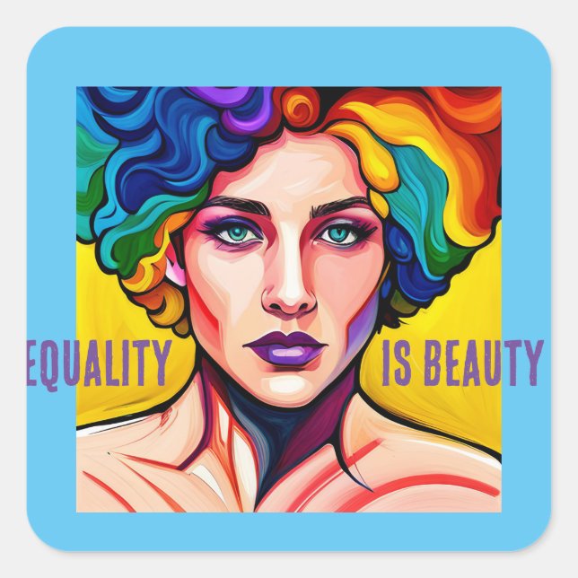 Adesivo Quadrado Unidade Radiante: Igualdade é Beleza (Frente)