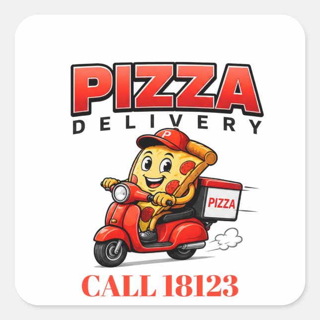 Adesivo Quadrado 🍕 Uniforme da Equipe de Entrega da Pizzaria 🍕 (Frente)