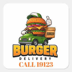 Adesivo Quadrado 🍔 Uniformes para Equipe de Entrega de Hambúrguer