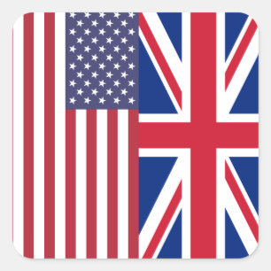 Adesivo Quadrado Union Jack e Estados Unidos da América Bandeiras