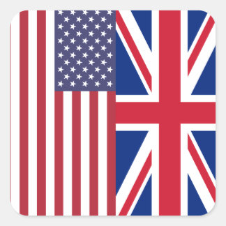 Adesivo Quadrado Union Jack e Estados Unidos da América Bandeiras