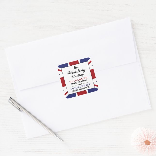 Adesivo Quadrado Union Jack Flag British Wedding (Envelope)