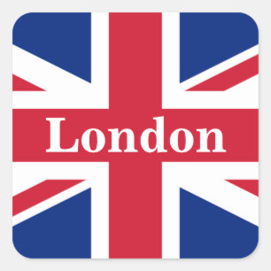 Adesivo Quadrado Union Jack London ~ British Flag Round Sti