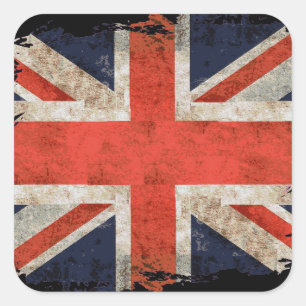 Adesivo Quadrado Union Jack shredded envelhecido