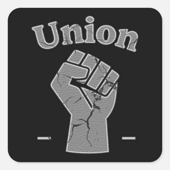 Adesivo Quadrado Union Strong Worker Fist Minimal Design (Frente)