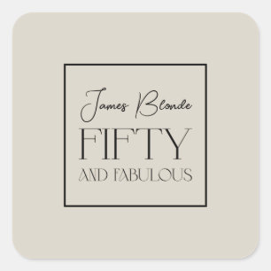 Adesivo Quadrado Unisex sofisticado Personalizado Cinquenta e Fabul
