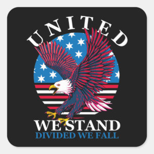 Adesivo Quadrado United We Stand - Eagle e American Flag