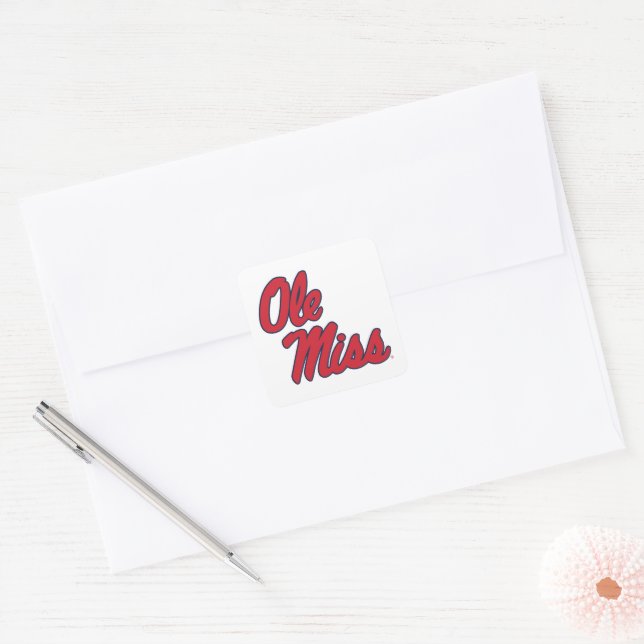 Adesivo Quadrado Universidade do Mississippi | Script Ole Miss (Envelope)