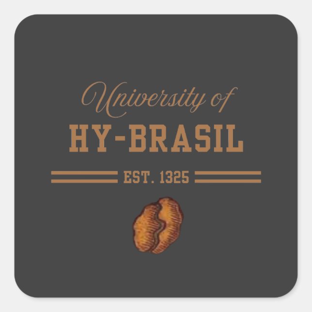 Adesivo Quadrado University of Hy-Brasil, Est. 1325 (Frente)