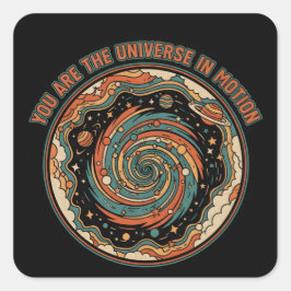 Adesivo Quadrado Universo Cósmico Em Movimento - Camiseta retrô