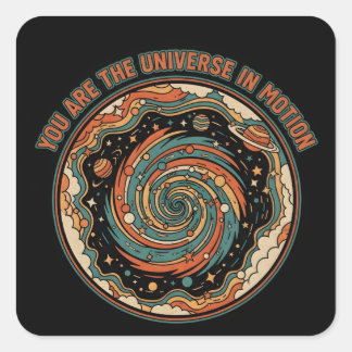 Adesivo Quadrado Universo Cósmico Em Movimento - Camiseta retrô