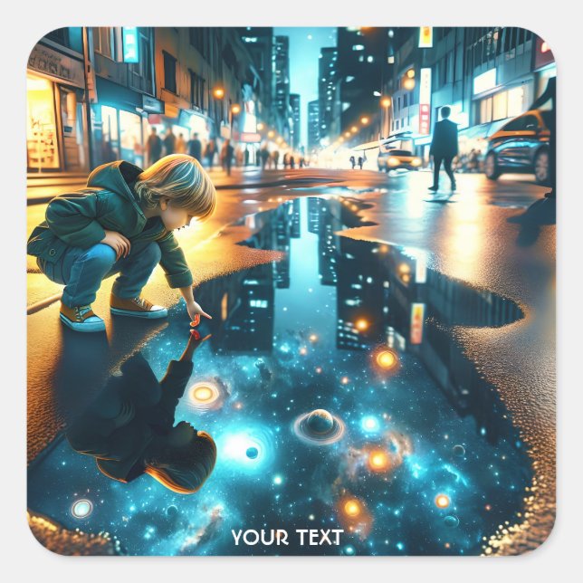 Adesivo Quadrado Universo da rua Fantasy Cute Boy (Frente)