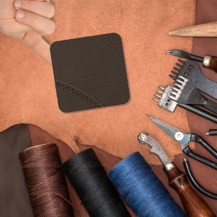 Adesivo Quadrado Upholsteridade de Couro Brown Faux