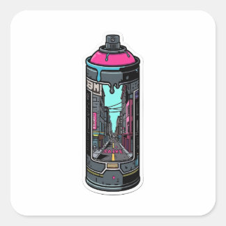 Adesivo Quadrado Urban Street Art Graffiti Spray Can 3D Sticker