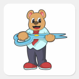 Adesivo Quadrado Ursa como cabeceira com tesoura