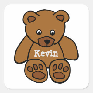 Adesivo Quadrado ursinho castanho - personalizado