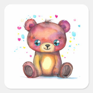 Adesivo Quadrado Ursinho Legal do Urso Justo Positivo
