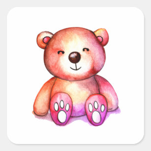 Adesivo Quadrado Ursinho Legal do Urso Justo Positivo