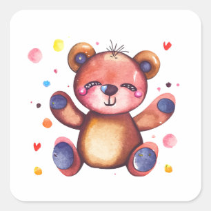 Adesivo Quadrado Ursinho Legal do Urso Justo Positivo