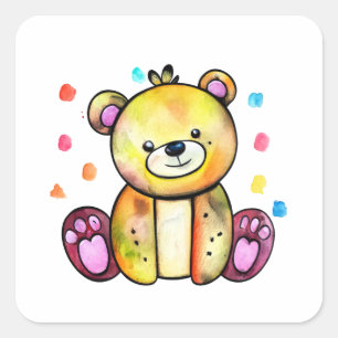 Adesivo Quadrado Ursinho Legal do Urso Justo Positivo