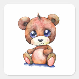 Adesivo Quadrado Ursinho Legal do Urso Justo Positivo