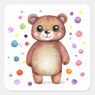 Adesivo Quadrado Ursinho Legal do Urso Justo Positivo