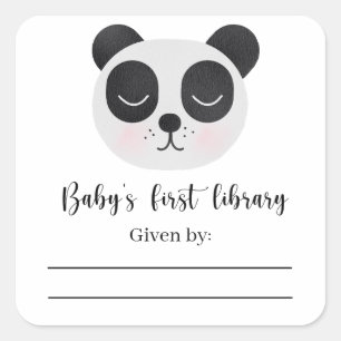Adesivo Quadrado Ursinho Panda Bebê - Ex-libris para chá de bebê