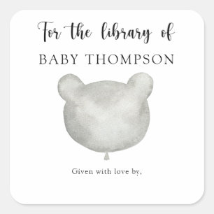 Adesivo Quadrado Urso balônico - primeira biblioteca do bebê