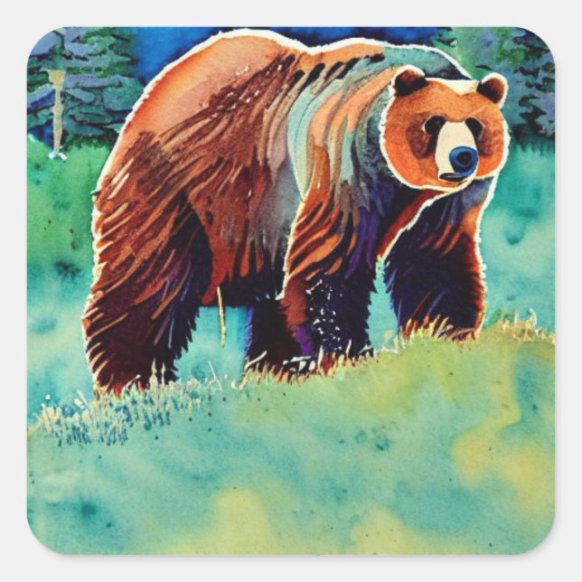 Adesivo Quadrado Urso Castanho (Frente)