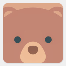 Adesivo Quadrado Urso castanho-branco e Fofinho | Vinheta