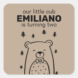 Adesivo Quadrado Urso com empilhadeira de Arco