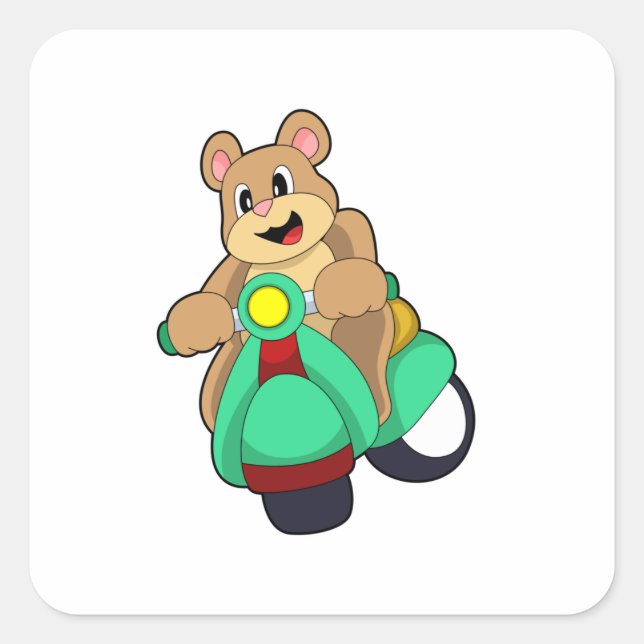 Adesivo Quadrado Urso como Biker com Patinete.PNG (Frente)