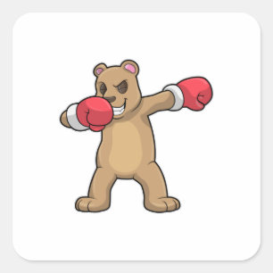 Adesivo Quadrado Urso como Boxer na guia Dança Boxing & Hip Hop
