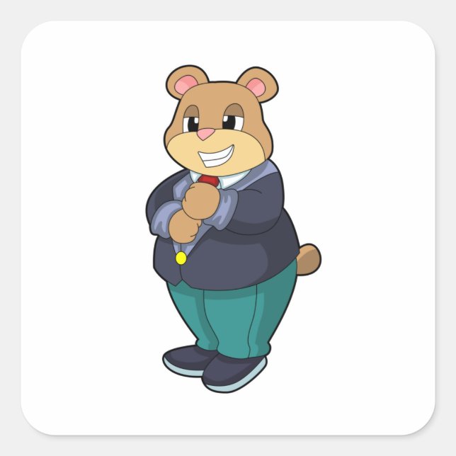 Adesivo Quadrado Urso como Noivo com Terno (Frente)