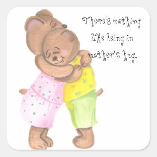 Adesivo Quadrado Urso da mãe e seu amor da mostra de Cub