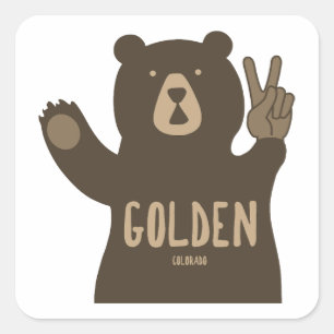 Adesivo Quadrado Urso da Paz do Colorado Dourado
